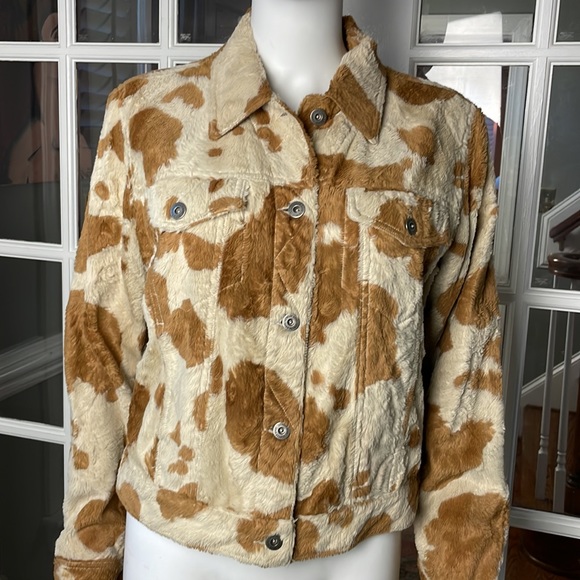 Vintage Fuzzy Animal Print Jacket Leather Collar - Picture 2 of 16